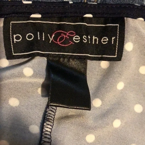 Crop top by Polly & Esther, navy with white polka dots, small - Picture 6 of 9